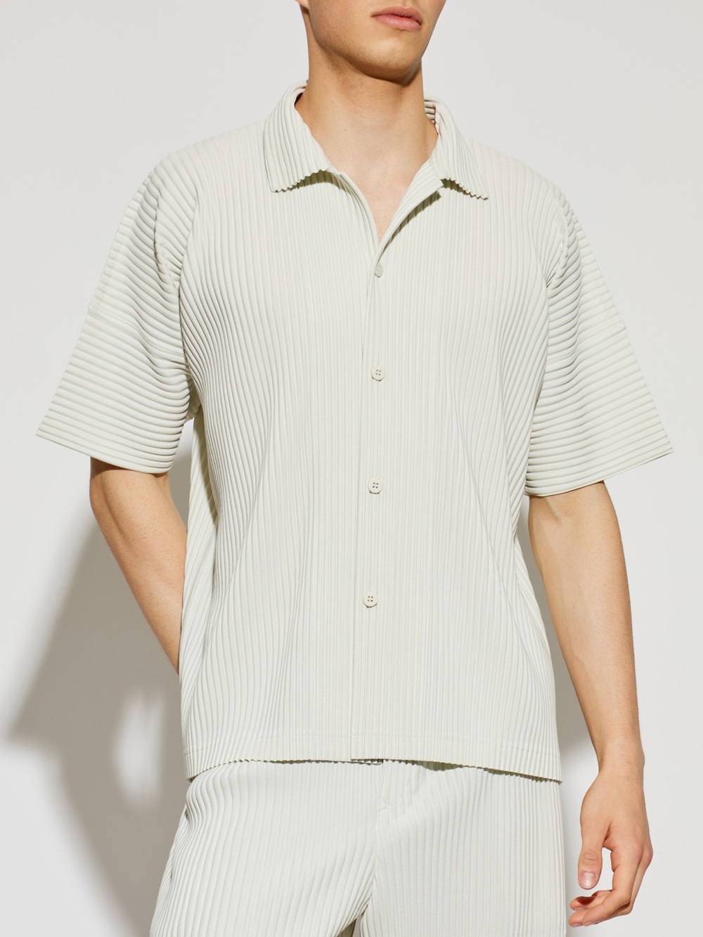 Homme Plissey Issey Miyake may Pleated Camp Shirt